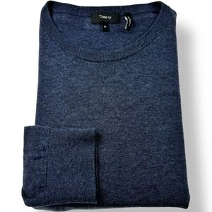 Theory Blue Crewneck Pullover Sweater Men's Size XL Merino Wool Nylon